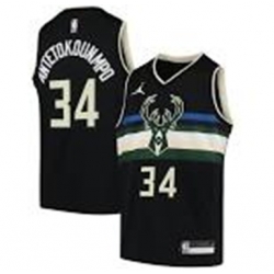 Men Milwaukee Bucks Giannis Antetokounmpo Black Jordan Brand Jersey