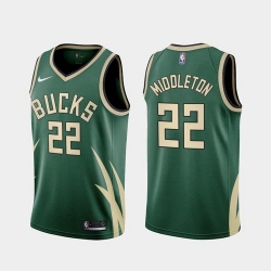 Men Milwaukee Bucks Khris Middleton 2021 Earned Green Jersey