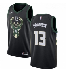 Mens Nike Milwaukee Bucks 13 Malcolm Brogdon Swingman Black Alternate NBA Jersey Statement Edition 