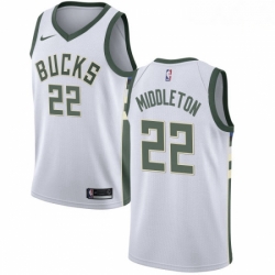 Mens Nike Milwaukee Bucks 22 Khris Middleton Authentic White Home NBA Jersey Association Edition 