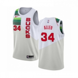 Mens Nike Milwaukee Bucks 34 Ray Allen White Swingman Jersey Earned Edition