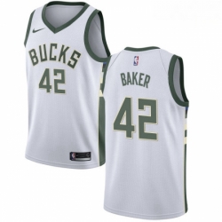 Mens Nike Milwaukee Bucks 42 Vin Baker Swingman White Home NBA Jersey Association Edition