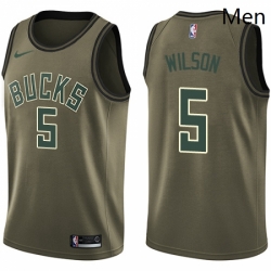 Mens Nike Milwaukee Bucks 5 D J Wilson Swingman Green Salute to Service NBA Jersey 