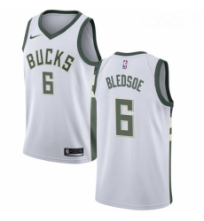 Mens Nike Milwaukee Bucks 6 Eric Bledsoe Swingman White Home NBA Jersey Association Edition 