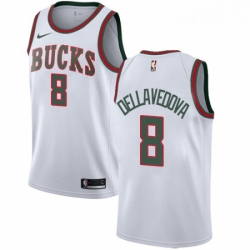 Mens Nike Milwaukee Bucks 8 Matthew Dellavedova Swingman White Fashion Hardwood Classics NBA Jersey 