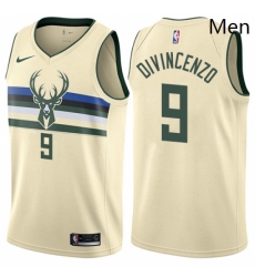 Mens Nike Milwaukee Bucks 9 Donte DiVincenzo Swingman Cream NBA Jersey City Edition 