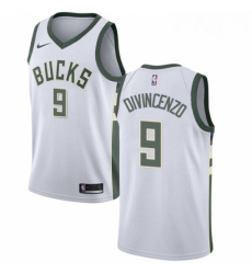 Mens Nike Milwaukee Bucks 9 Donte DiVincenzo Swingman White NBA Jersey Association Edition 