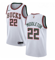 Womens Nike Milwaukee Bucks 22 Khris Middleton Swingman White Fashion Hardwood Classics NBA Jersey 