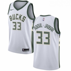 Womens Nike Milwaukee Bucks 33 Kareem Abdul Jabbar Swingman White Home NBA Jersey Association Edition 