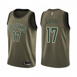 Youth Milwaukee Bucks 17 Pau Gasol Swingman Green Salute to Service Basketball Jersey 