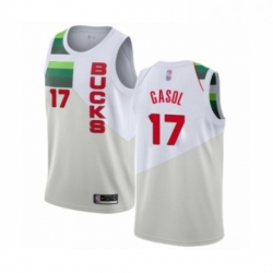 Youth Milwaukee Bucks 17 Pau Gasol White Swingman Jersey Earned Edition 