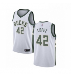 Youth Milwaukee Bucks 42 Robin Lopez Swingman White Basketball Jersey Association Edition 