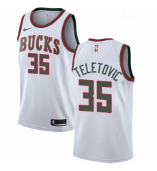 Youth Nike Milwaukee Bucks 35 Mirza Teletovic Swingman White Fashion Hardwood Classics NBA Jersey