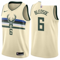 Youth Nike Milwaukee Bucks 6 Eric Bledsoe Swingman Cream NBA Jersey City Edition 