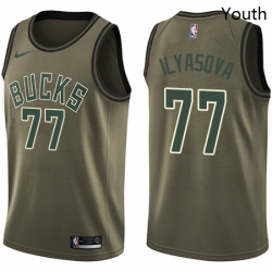 Youth Nike Milwaukee Bucks 77 Ersan Ilyasova Swingman Green Salute to Service NBA Jersey 