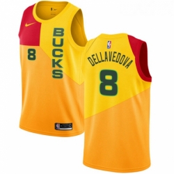 Youth Nike Milwaukee Bucks 8 Matthew Dellavedova Swingman Yellow NBA Jersey City Edition 