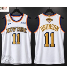 Men Knicks Jalen Brunson White Gold Champions 2023-24 Stitched NBA Jersey Men Knicks Jalen Brunson White Gold Champions 2023-24 Stitched NBA Jersey