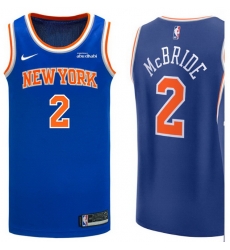 Men New Yok Knicks 2 Miles McBride Blue Home With Sponsor Logo Stitched Basketball Jersey