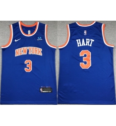 Men New Yok Knicks 3 Josh Hart Blue Stitched Basketball Jersey