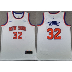 Men New Yok Knicks 32 Karl Anthony Towns White 2024 Association Edition Stitched Basketball Jersey