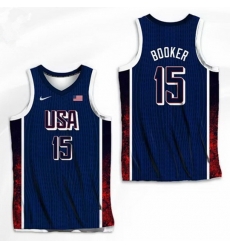 Men USA Active Player Custom Navy Blue 2024 Olympics Stitched Basketball Jersey