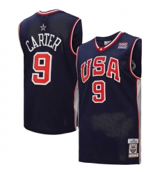 Men USA Basketball 9 Vince Carter 2000 Navy Throwback Stitched Jersey 038