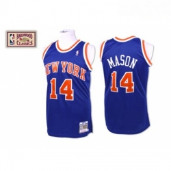 Mens Mitchell and Ness New York Knicks 14 Anthony Mason Swingman Royal Blue Throwback NBA Jersey