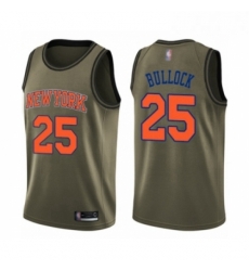 Mens New York Knicks 25 Reggie Bullock Swingman Green Salute to Service Basketball Jersey 