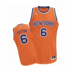 Mens New York Knicks 6 Elfrid Payton Authentic Orange Alternate Basketball Jers