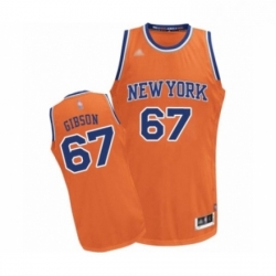 Mens New York Knicks 67 Taj Gibson Authentic Orange Alternate Basketball Jersey 