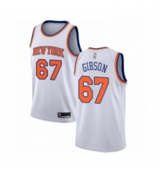 Mens New York Knicks 67 Taj Gibson Authentic White Basketball Jersey Association Edition 