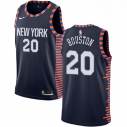 Mens Nike New York Knicks 20 Allan Houston Swingman Navy Blue NBA Jersey 2018 19 City Edition