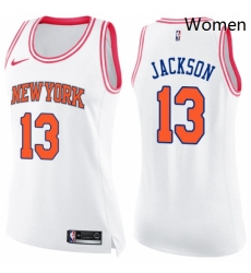 Womens Nike New York Knicks 13 Mark Jackson Swingman WhitePink Fashion NBA Jersey