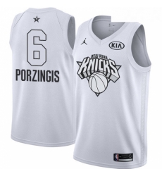 Youth Nike Jordan New York Knicks 6 Kristaps Porzingis Swingman White 2018 All Star Game NBA Jersey 