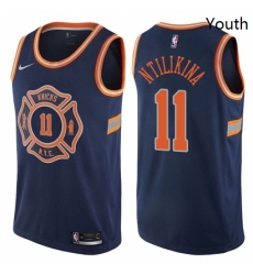 Youth Nike New York Knicks 11 Frank Ntilikina Swingman Navy Blue NBA Jersey City Edition 