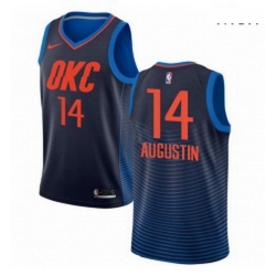 Mens Nike Oklahoma City Thunder 14 DJ Augustin Swingman Navy Blue NBA Jersey Statement Edition