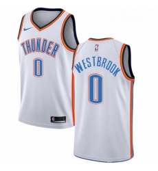 Youth Nike Oklahoma City Thunder 0 Russell Westbrook Swingman White Home NBA Jersey Association Edition