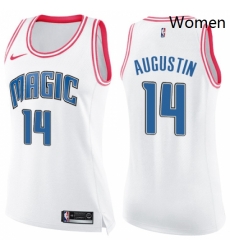 Womens Nike Orlando Magic 14 DJ Augustin Swingman WhitePink Fashion NBA Jersey