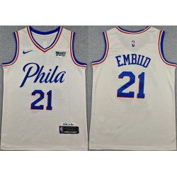 Men Philadelphia 76ers  21 Joel Embiid Cream City Edition Swingman Stitched Jersey