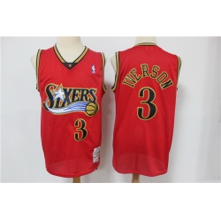 Men Philadelphia 76ers 3 Allen Iverson Red 1999 00 Hardwood Classics Reload Swingman Jersey