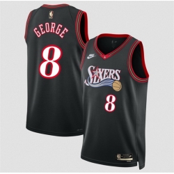 Men Philadelphia 76ers 8 Paul George Black 2025 Classic Edition Stitched Jersey