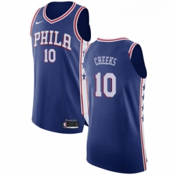 Mens Nike Philadelphia 76ers 10 Maurice Cheeks Authentic Blue Road NBA Jersey Icon Edition