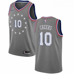 Mens Nike Philadelphia 76ers 10 Maurice Cheeks Swingman Gray NBA Jersey City Edition