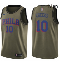 Mens Nike Philadelphia 76ers 10 Maurice Cheeks Swingman Green Salute to Service NBA Jersey