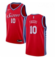 Mens Nike Philadelphia 76ers 10 Maurice Cheeks Swingman Red Alternate NBA Jersey Statement Edition