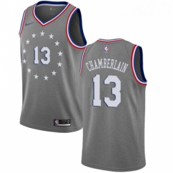 Mens Nike Philadelphia 76ers 13 Wilt Chamberlain Swingman Gray NBA Jersey City Edition