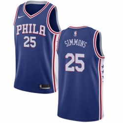 Mens Nike Philadelphia 76ers 25 Ben Simmons Swingman Blue Road NBA Jersey Icon Edition