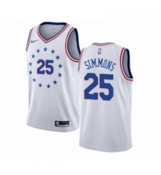 Mens Nike Philadelphia 76ers 25 Ben Simmons White Swingman Jersey Earned Edition