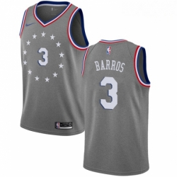 Mens Nike Philadelphia 76ers 3 Dana Barros Swingman Gray NBA Jersey City Edition