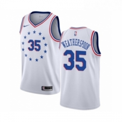 Mens Nike Philadelphia 76ers 35 Clarence Weatherspoon White Swingman Jersey Earned Edition 